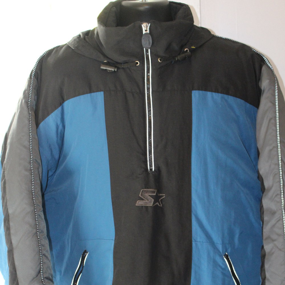 Starter Men's Jacket Parka Sz Large Blue Black
